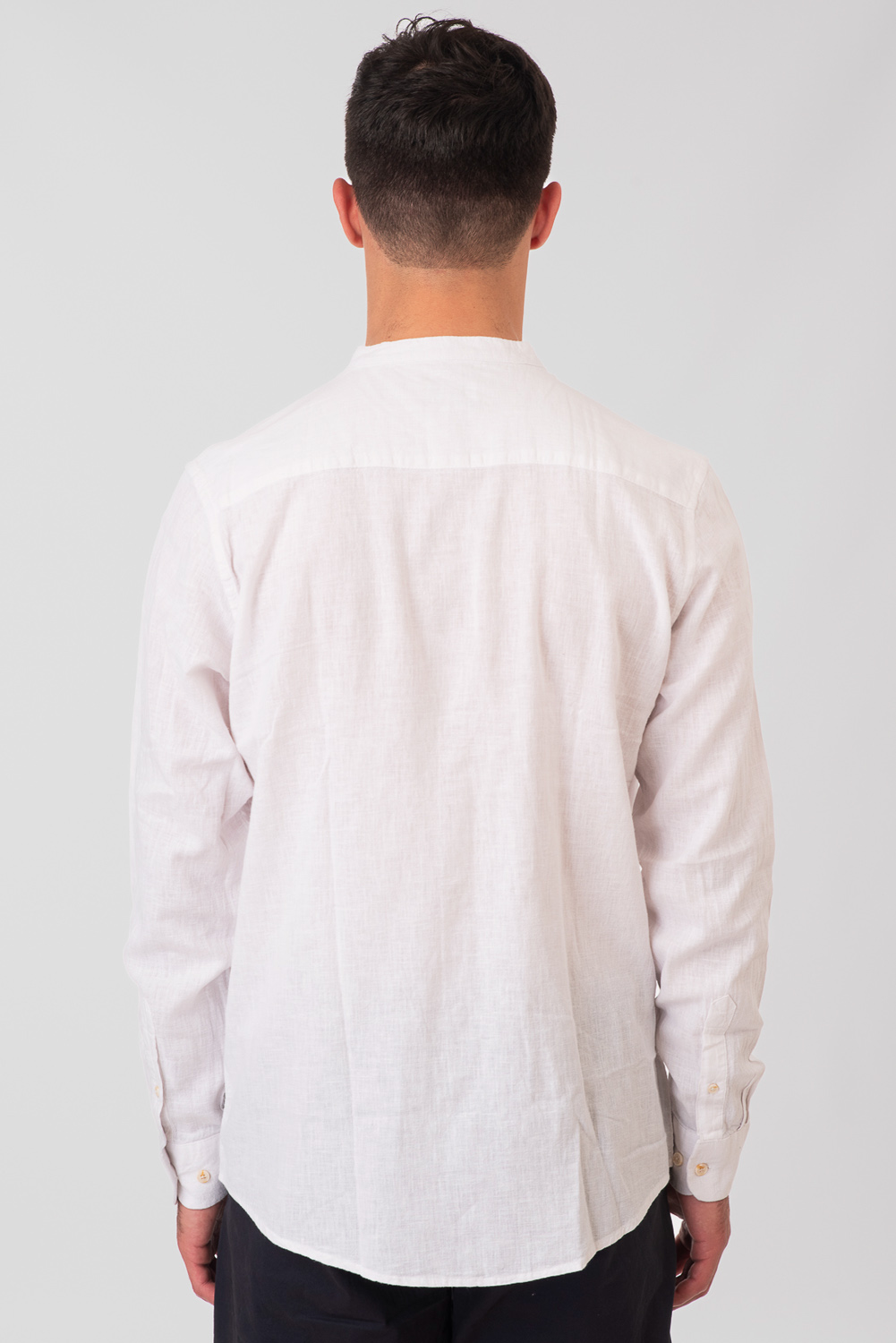 Rebase - SHIRTS LONG SLEEVE LINEN BLEND WITH MAO COLLAR - LINEN WHITE φωτογραφία