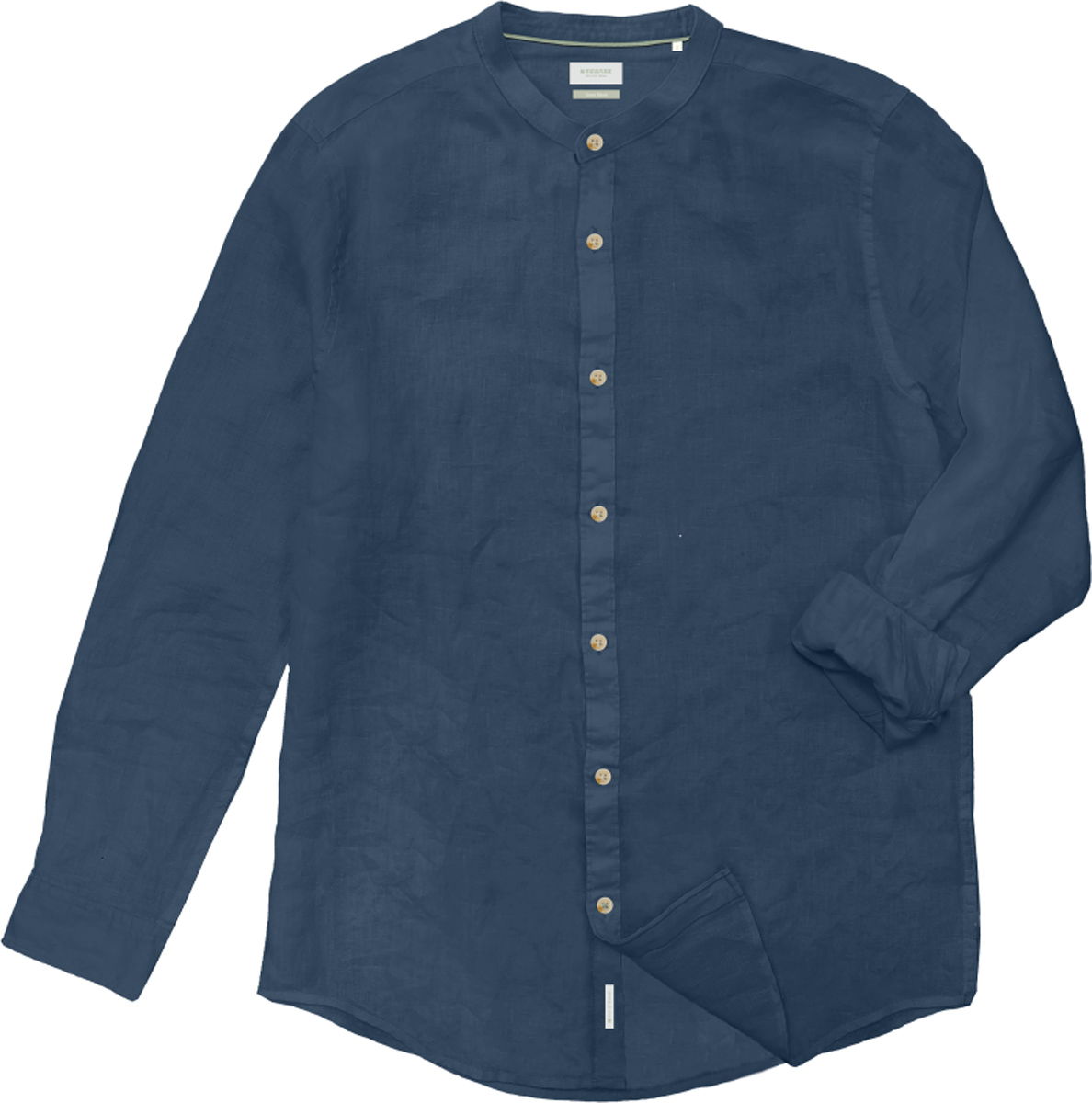 Rebase Rebase - SHIRTS LONG SLEEVE LINEN BLEND WITH MAO COLLAR - INDIGO