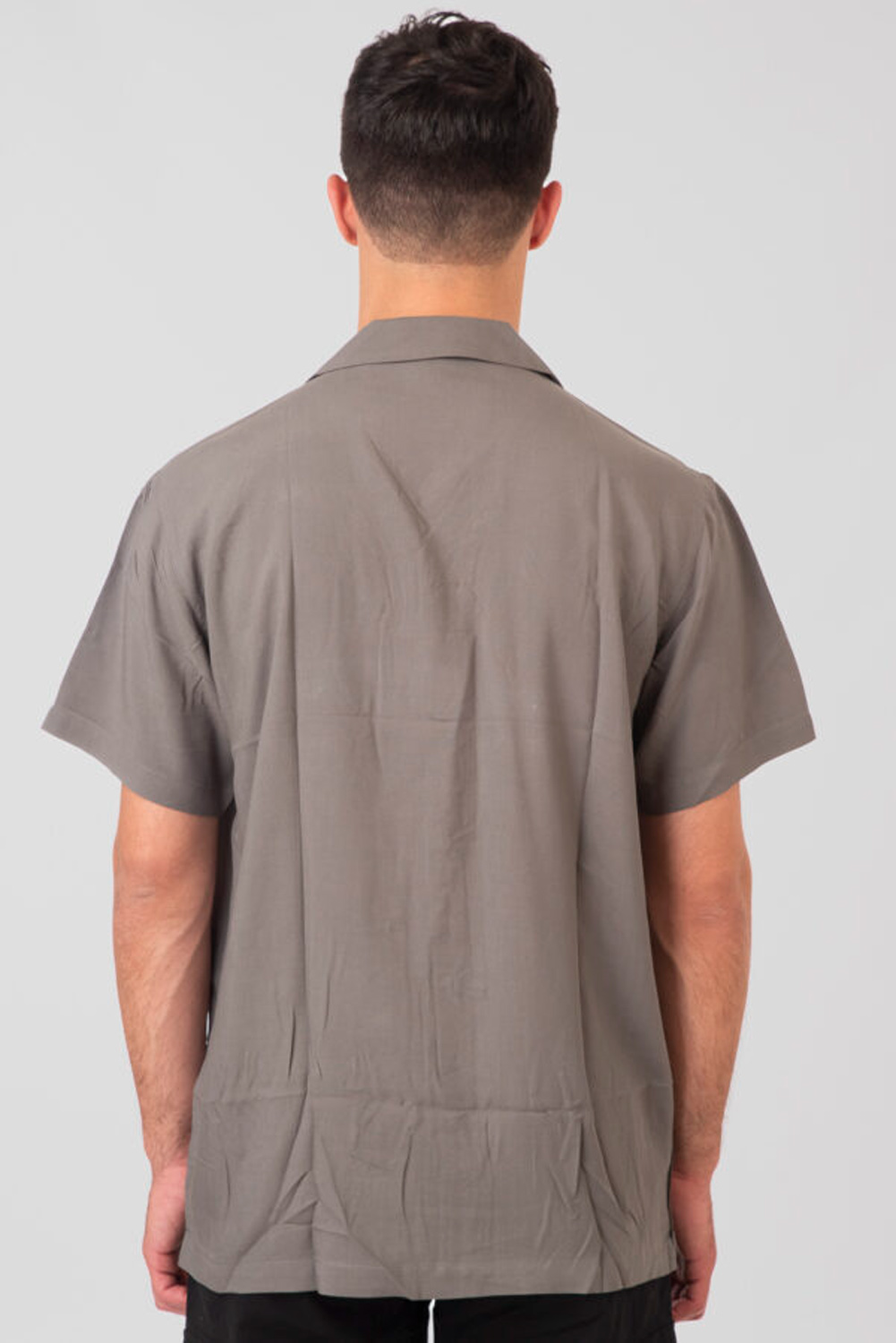 Rebase - SHIRTS SHORT SLEEVE WITH BYRON COLLAR - IRON GREY φωτογραφία