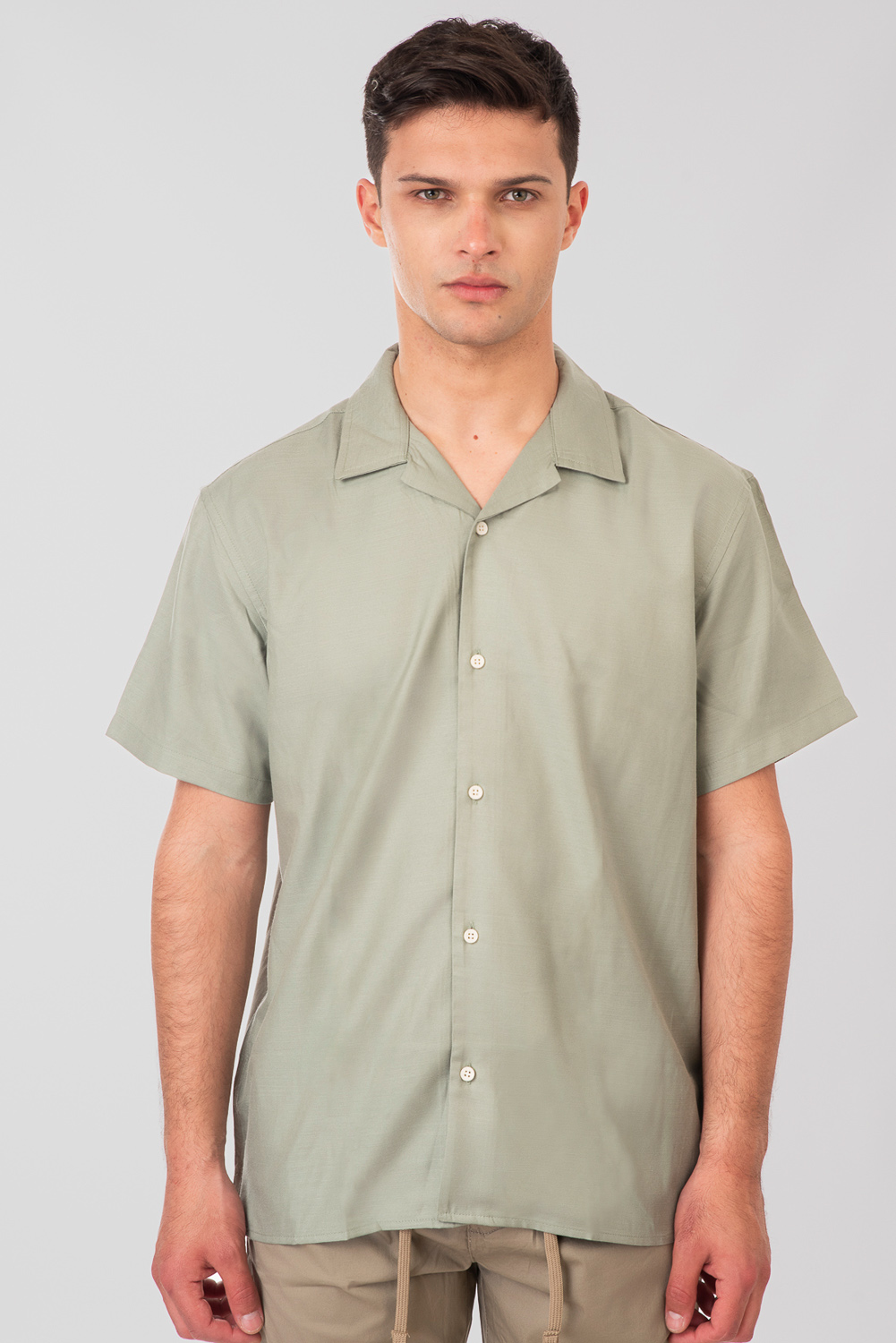Rebase Rebase - BYRON COLLAR SHORT SLEEVE - MOSS GREEN