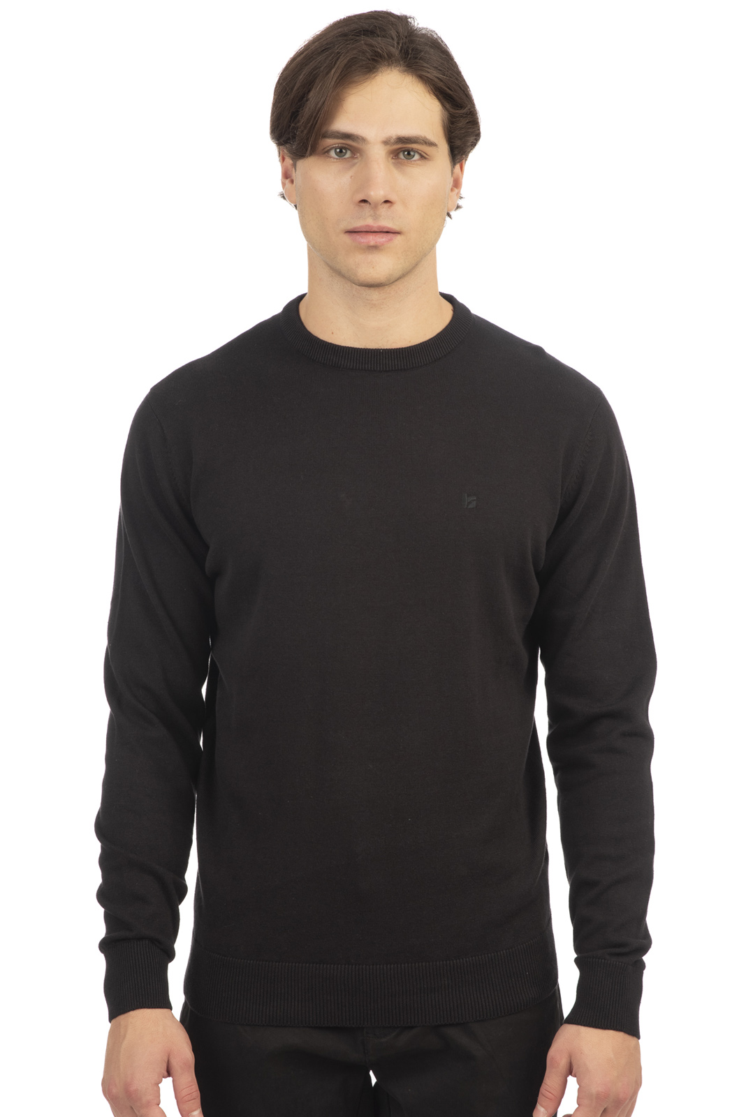 Rebase Rebase - CREWNECK KNIT 100% COTTON - PURE BLACK