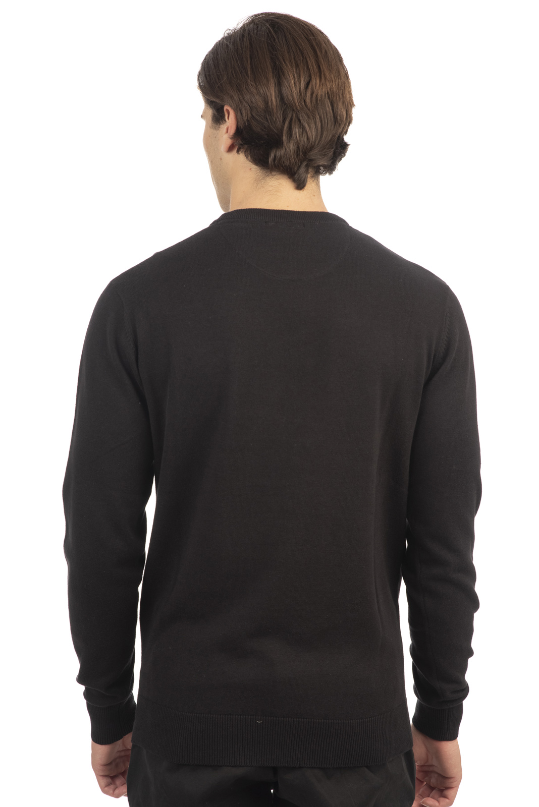 Rebase - CREWNECK KNIT 100% COTTON - PURE BLACK φωτογραφία