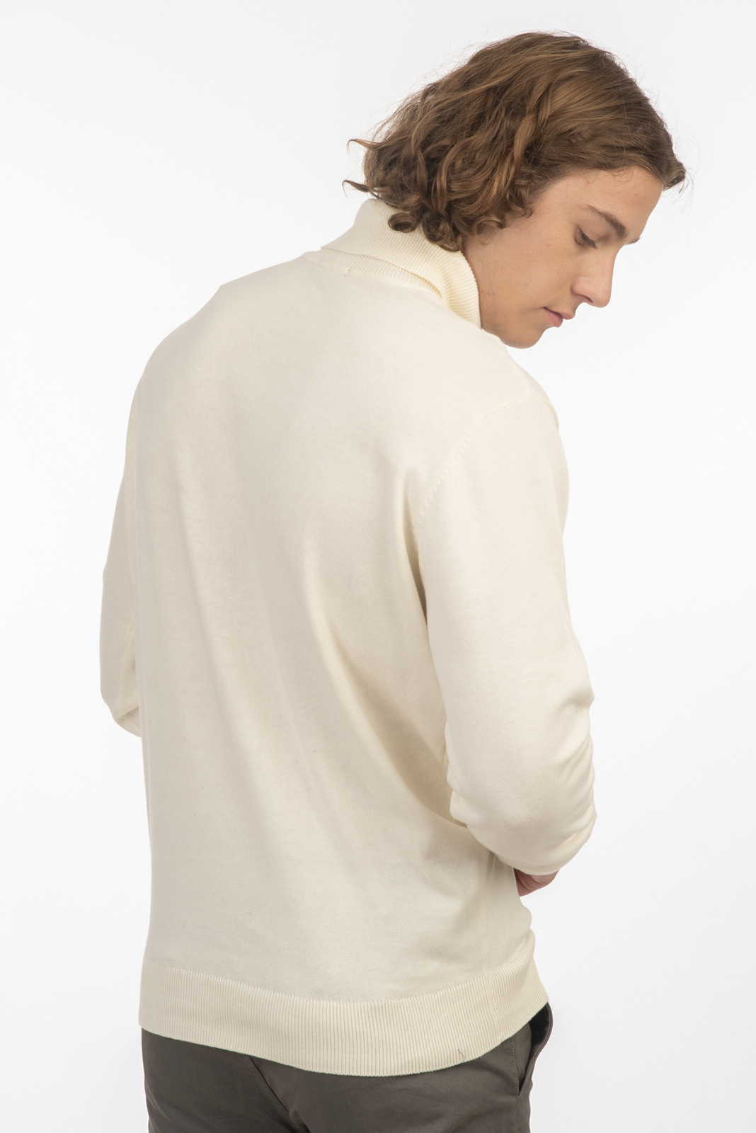 Rebase - TURTLE NECK KNIT 100% COTTON - ECRU φωτογραφία