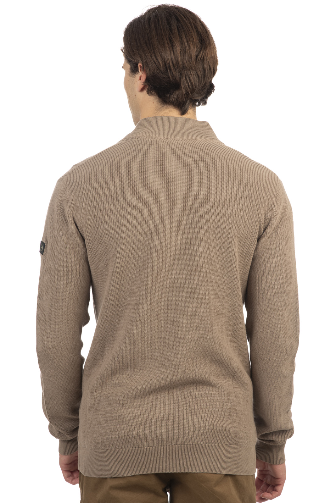 Rebase - KNIT FULL-ZIP (SPECIAL YARN) 100% COTTON - TAUPE φωτογραφία
