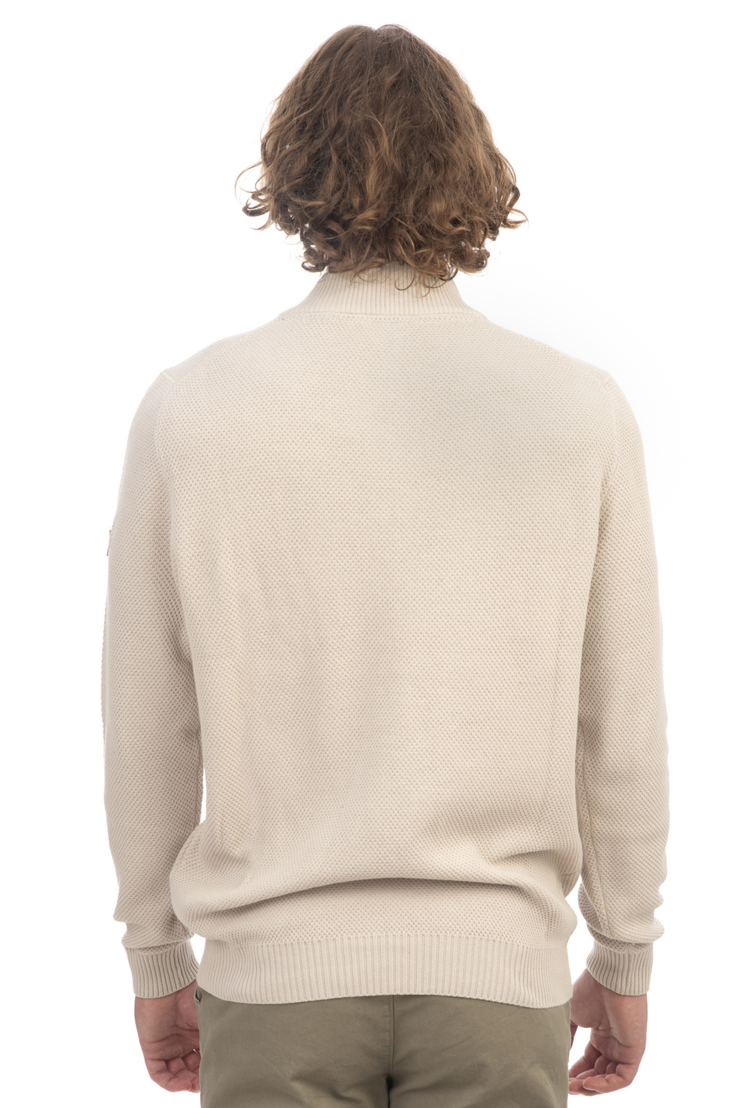 Rebase - KNIT HALF-ZIP (SPECIAL YARN) 100% COTTON - ICE φωτογραφία