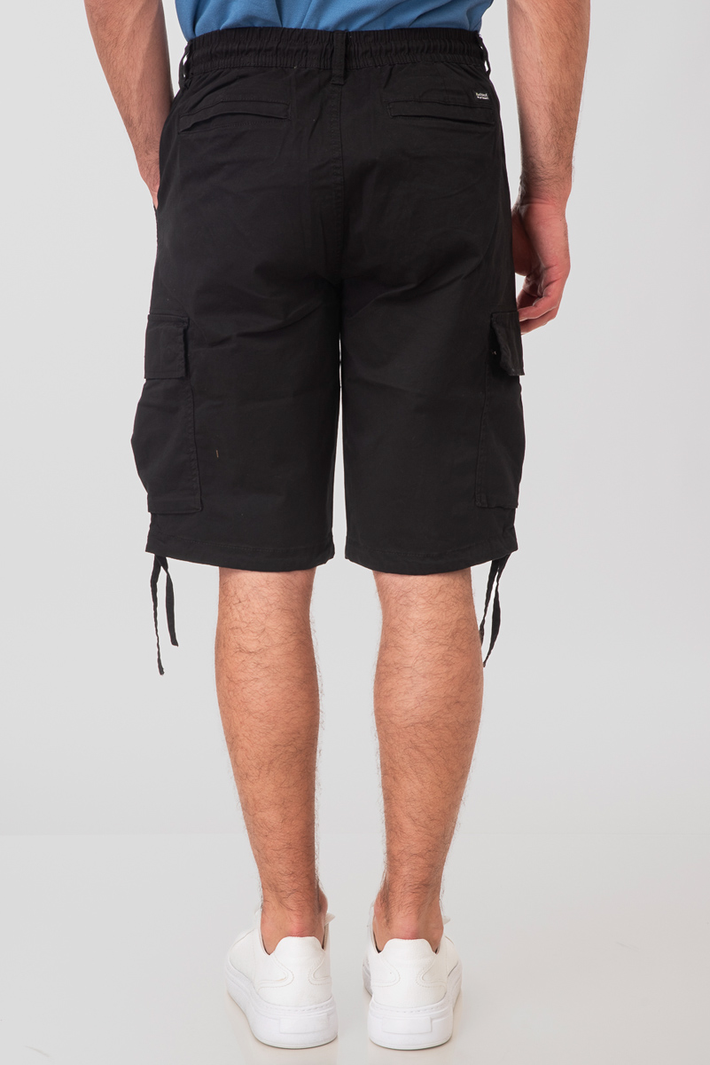 Rebase - CARGO SHORTS WITH ELASTIC WAISTBAND - BLACK φωτογραφία
