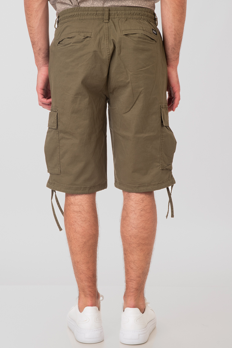 Rebase - CARGO SHORTS WITH ELASTIC WAISTBAND - KHAKI φωτογραφία