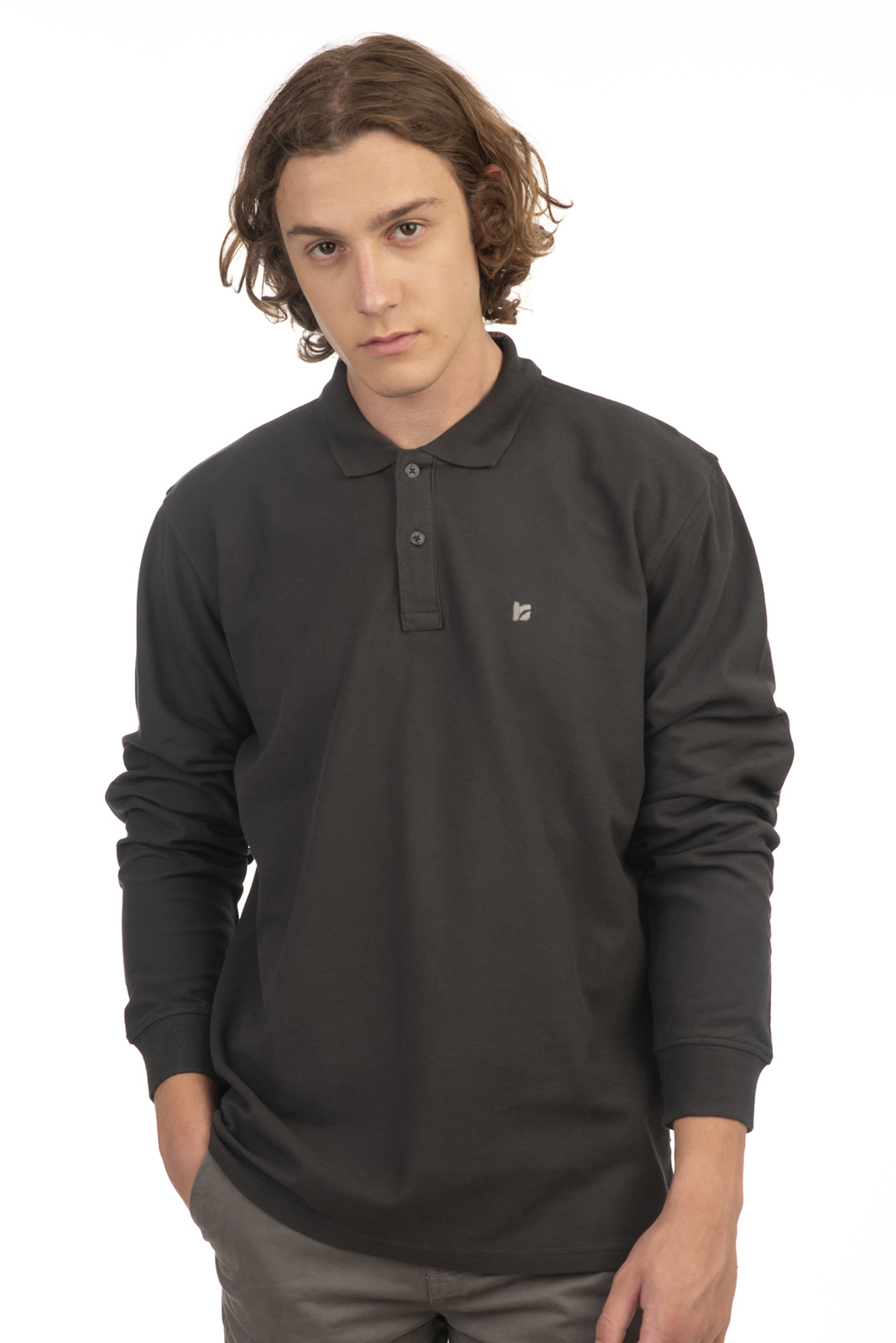 Rebase Rebase - POLO PIQUE 100% COTTON - ANTHRACITE
