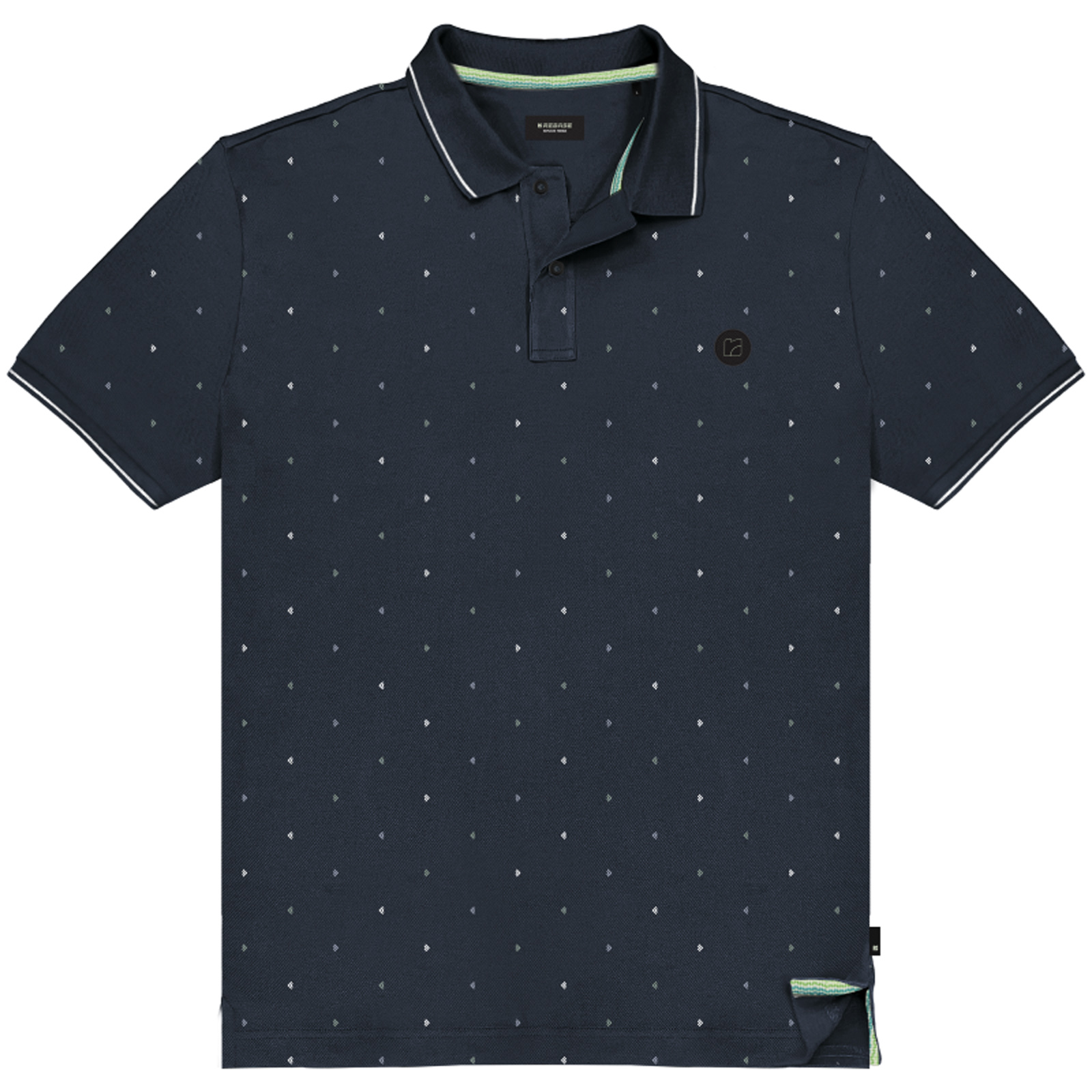 Rebase Rebase - POLO PIQUE WITH PATTERNED PRINT (AOP) - NAVY