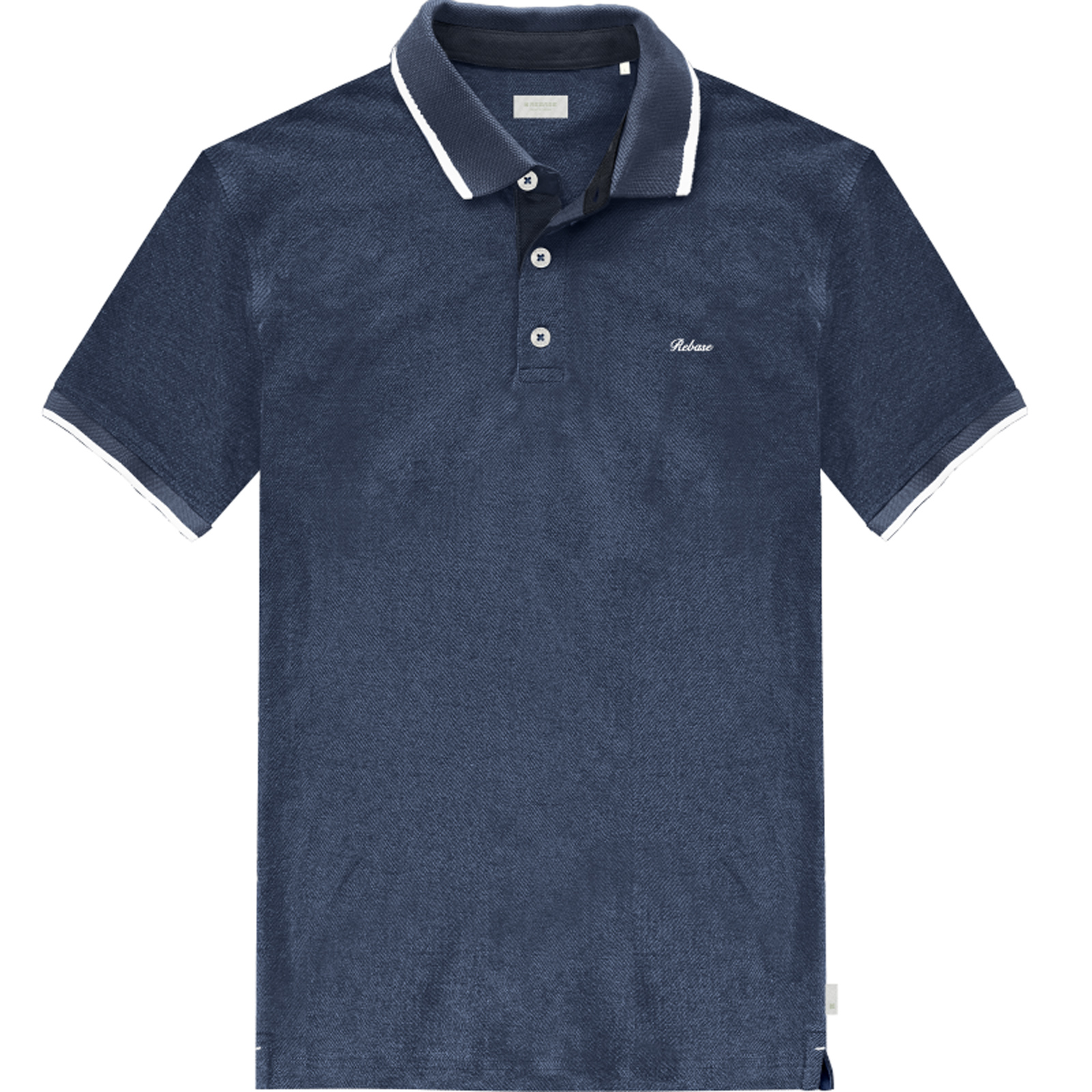 Rebase Rebase - POLO PIQUE MELANGE - INDIGO MELANGE