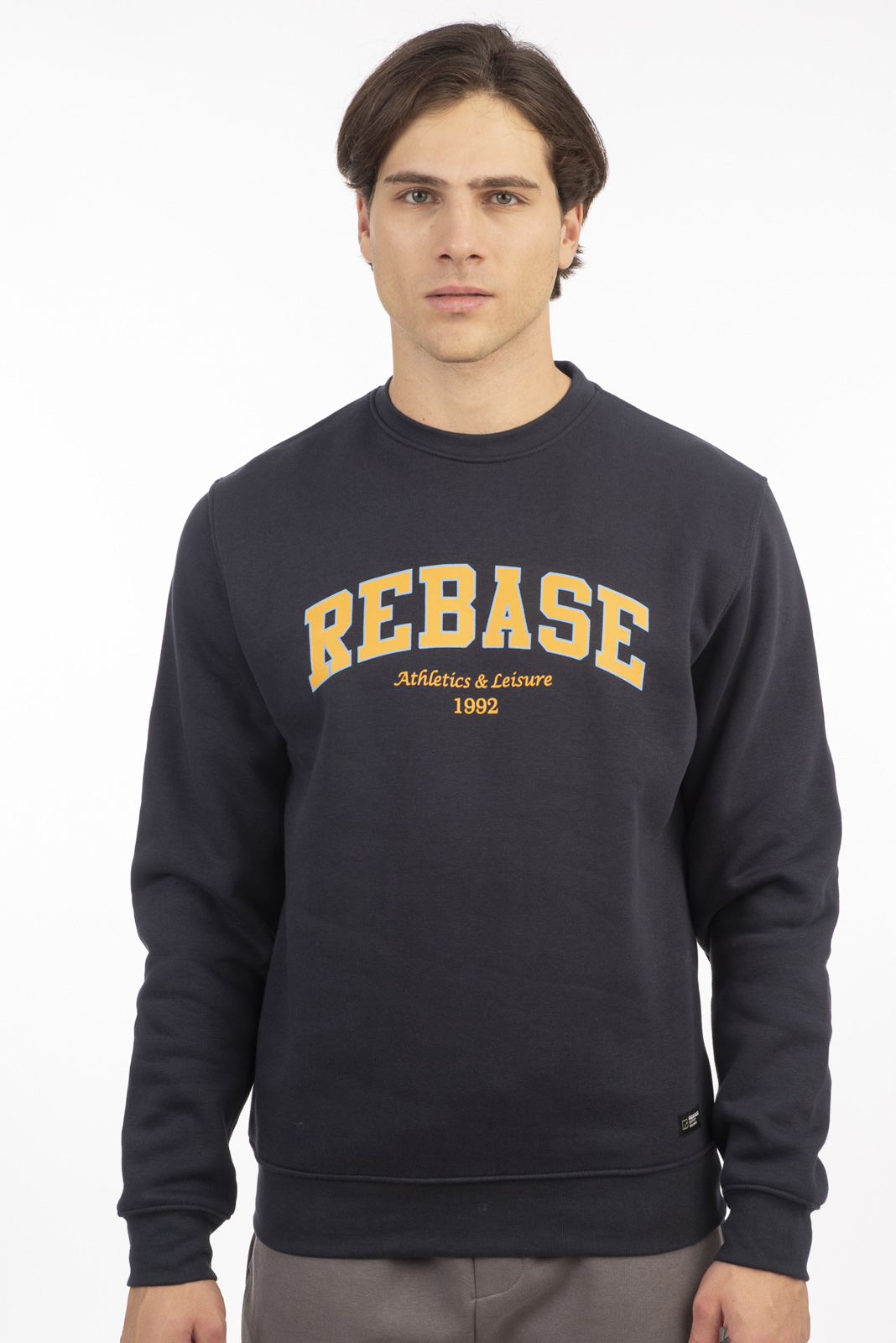 Rebase Rebase - CREWNECK TOP (BRUSHED FLEECE) 70% COTTON 30% POLYESTER - NAVY