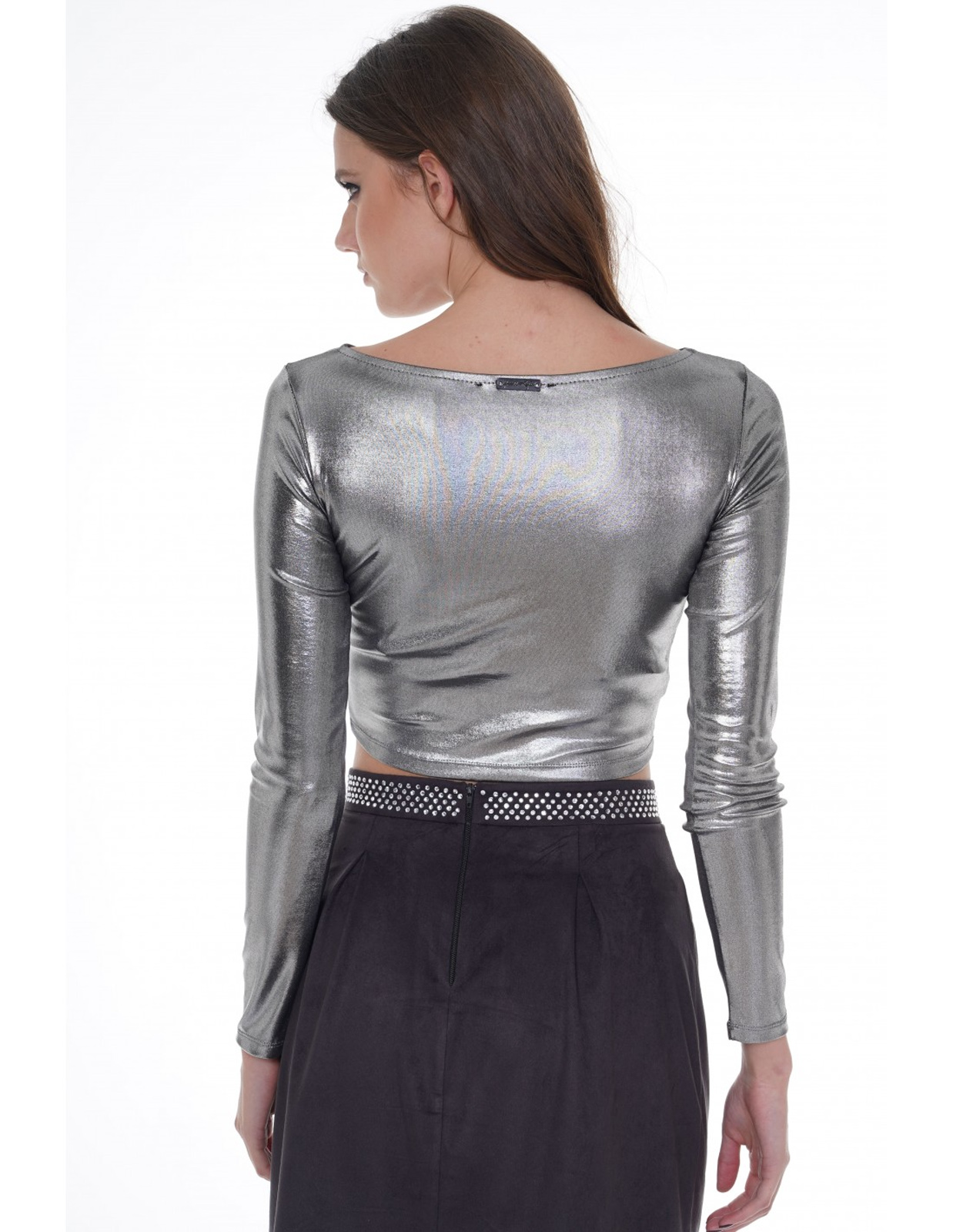 Kendall and Kylie - KKW * METALLIC STRAIGHT NECK LONG SLEEVE TOP - TYPE φωτογραφία
