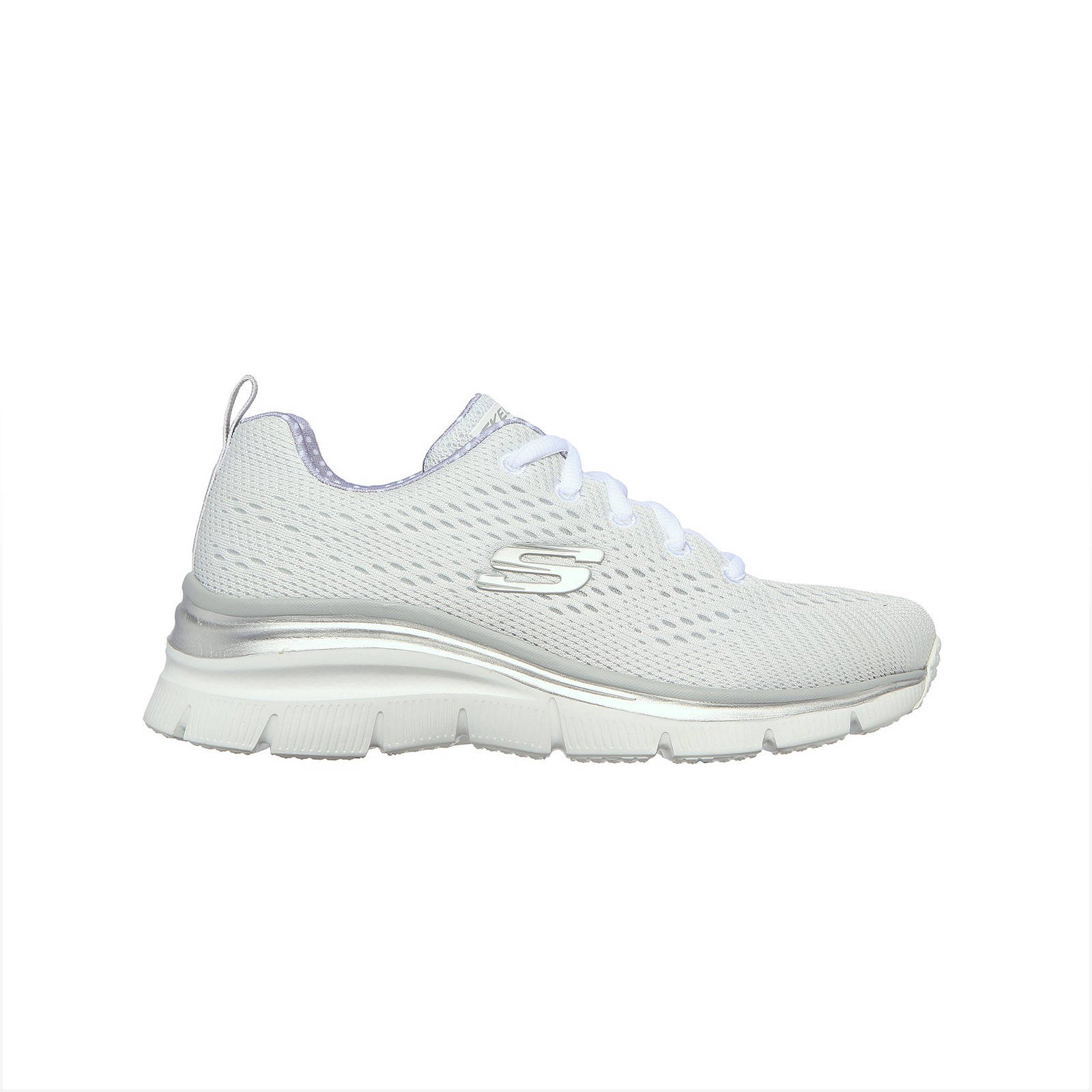 Skechers – SKECH-KNIT LACE-UP WEDGE W/ AIR-COOLED MEMORY FOAM – ΛΕΥΚΟ-ΓΚΡΙ